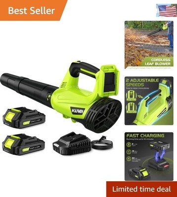 2-Speed Portable Leaf Blower with 2 Batteries - Ideal for Yard & Patio Cleaning