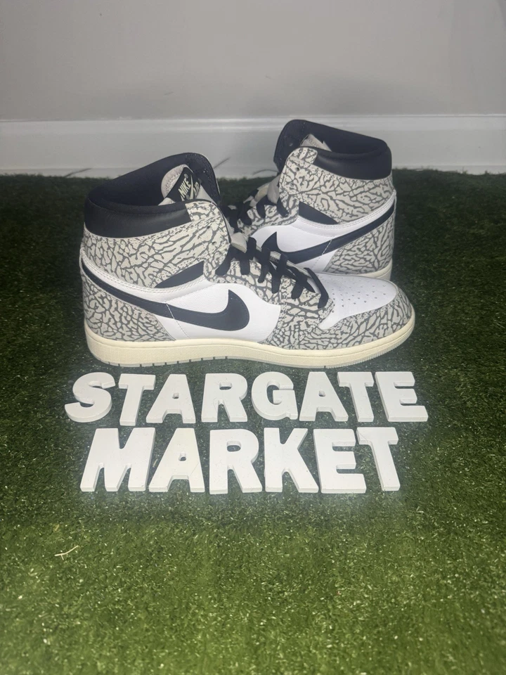 Size 10.5 - Air Jordan 1 Retro OG High White Cement - Image 3 of 4