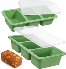 Silicone Freezer Trays with Lids 1 Cup Silicone Soup Freezer Molds Set of 2 New