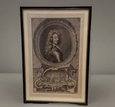 Antique Framed Mezzotint Engraving, Fredrick Duke of Schonberg C 1750