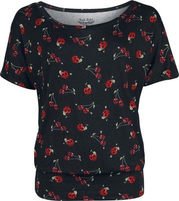 Rock Rebel by EMP Damen schwarz-rotes T-Shirt mit Kirschen-Alloverprint