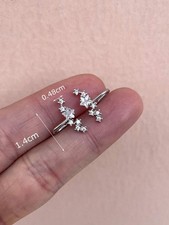 Silver Crystal Star Clip-On Ear Cuffs Non-Pierced Cubic Zirconia