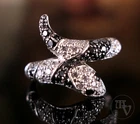 Snake ring ladies ring 925 silver white & black cubic zirconias size 60 (19.1mm)