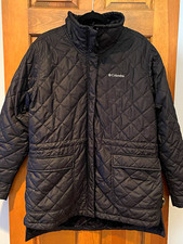 Columbia Black Quilted Lined Jacket Full Zip Snap Front Pockets XL