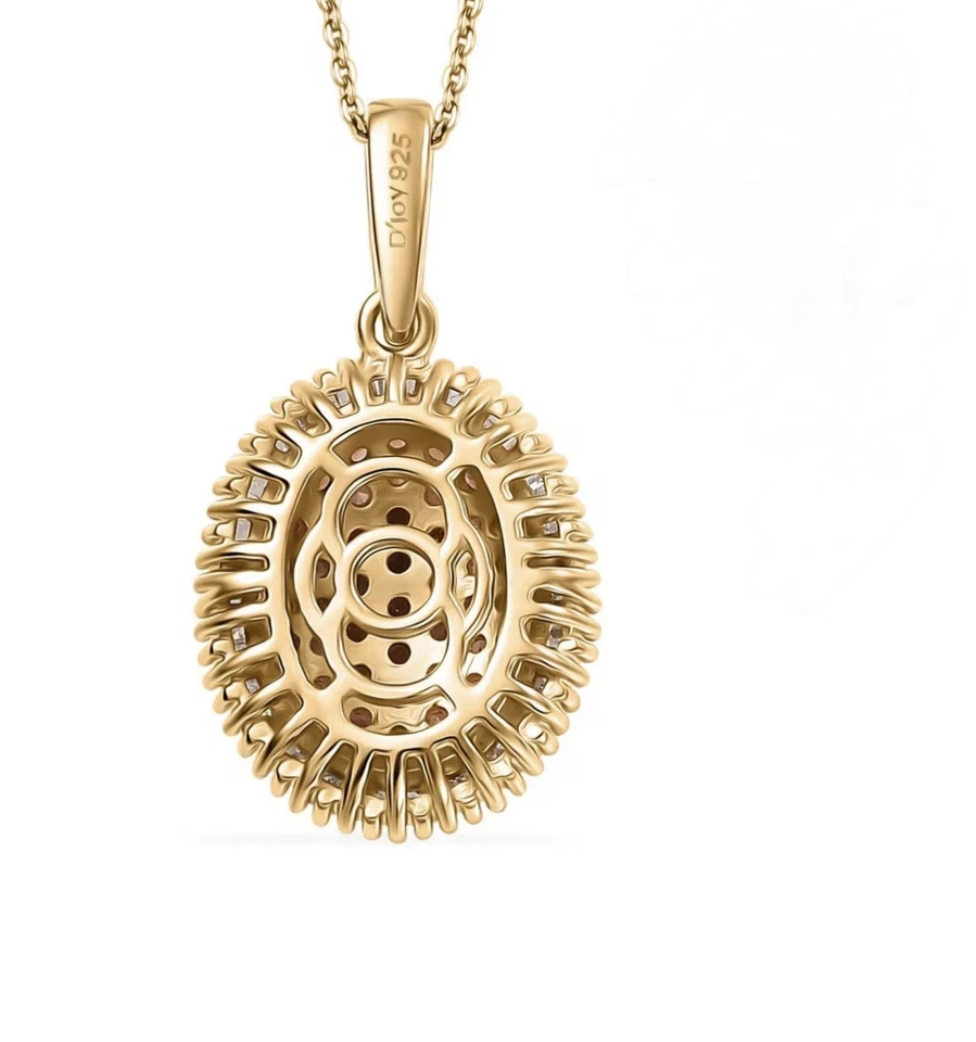 PADPARADSCHA Zafiro, Collar Colgante Diamante 20 en 18k Vermeil Sobre Esterlina Foto 4 de 4