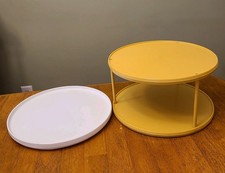 Rubbermaid Lazy Susan 2 Tier Round Harvest Turntable 70's Spice Gold White Vtg