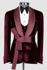 Men's Velvet Shawl Lapel Blazer Party Prom Dinner Groom Tuxedo Wedding Suit