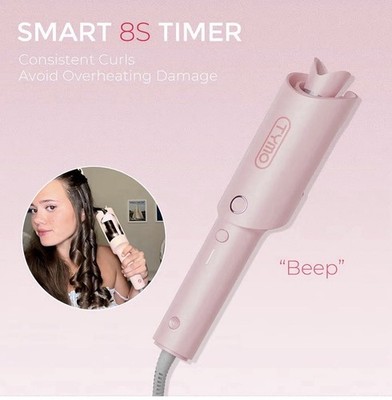 TYMO CURLPRO Automatic Rotating Curling Iron 1  Ceramic Ionic Hair Curler Pink