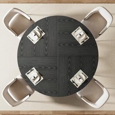 Round Dining Table for 6-8 People, 120cm Large Kitchen Tables with Metal Legs