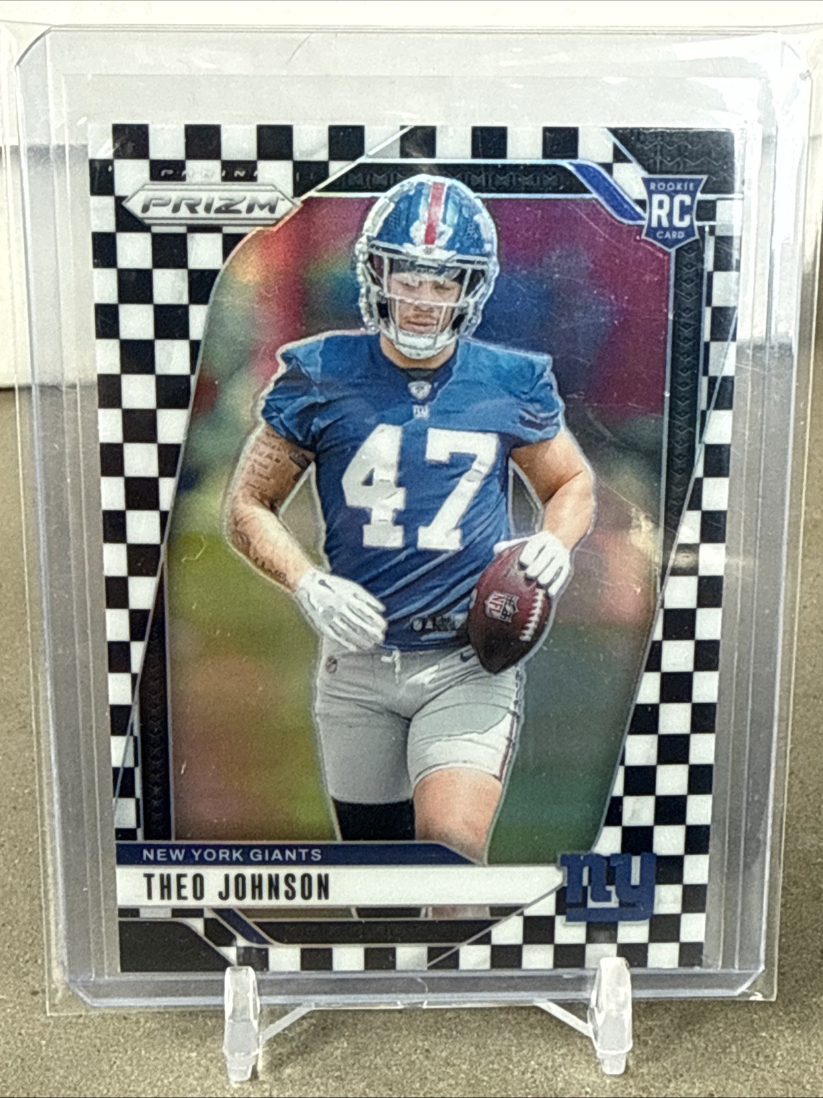 Theo Johnson 2024 Prizm Checkerboard Rookie #390 New York Giants RC