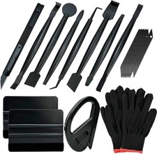 Automotive Vinyl Wrap Kit With Tools Black Vinyl Car Compatible Plastic Ex..