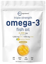 Micro Ingredients Triple Strength Omega 3 Fish Oil Supplements 4200mg Per Servin