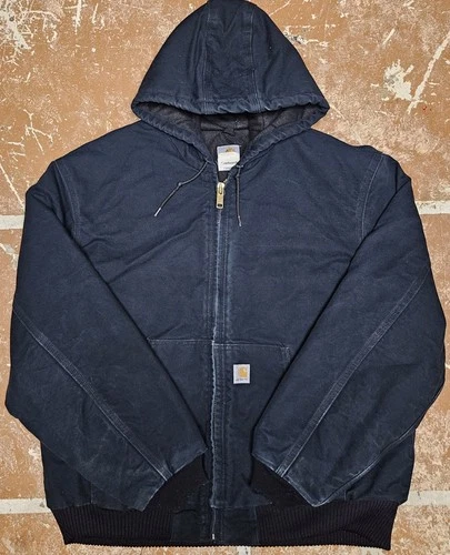 Vintage Carhartt Jacket Men XL Black J140 BLK Full Zip Hooded USA Made 12/2004 - product listing photo