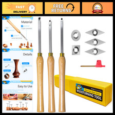 Carbide Tipped Wood Lathe Turning Tools Set - 3pcs Rougher, Detailer, Finisher w