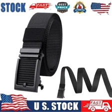 Men's Tactical Ratchet Belt Nylon Web Belts Automatic Slide Buckle Adjustable US