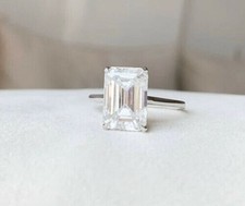 Simulated White Emerald Sapphire Engagement Solitaire Women Ring In 935 Silver