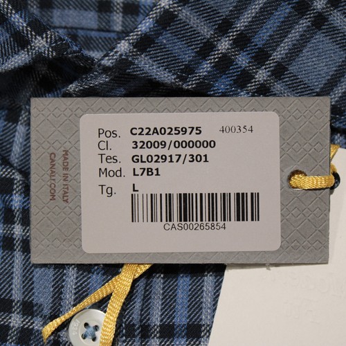 Canali NWT Casual Button Down Shirt Size Large in Blue/Multi Plaid 100% Cotton - Picture 7 of 10