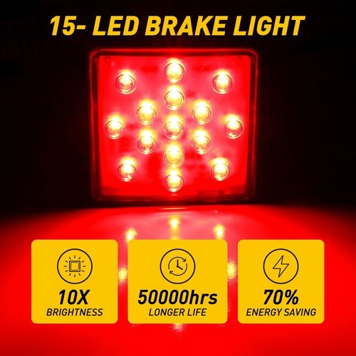 Smoked 15-LED Brake Light DRL Trailer Hitch Cover Fit 2" Towing & Hauling New EH - Picture 2 of 14