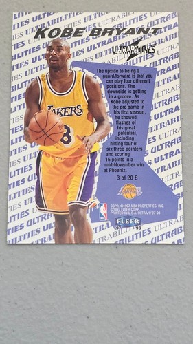 KOBE BRYANT 1997-1998 FLEER ULTRA ULTRABILITIES #3 CARD nba basketball KB8 - Picture 2 of 2
