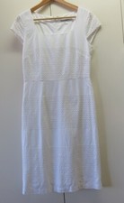 Stylish White Broderie Anglaise Dress from L K Bennett - Size 10