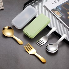 Stainless Steel Children's Spoon Cute Spoon, Short SpoonHandle Meal Fork