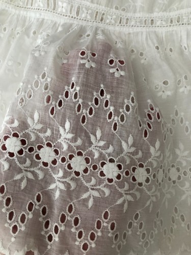 Antique Victorian Girls White Lace Cotton Blouse Top - short sleeved small or XS - Picture 15 of 24