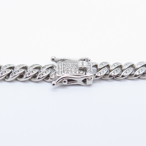 925 Sterling Silber C Z Kubanische Kette Halskette 16" - Bild 5 von 6