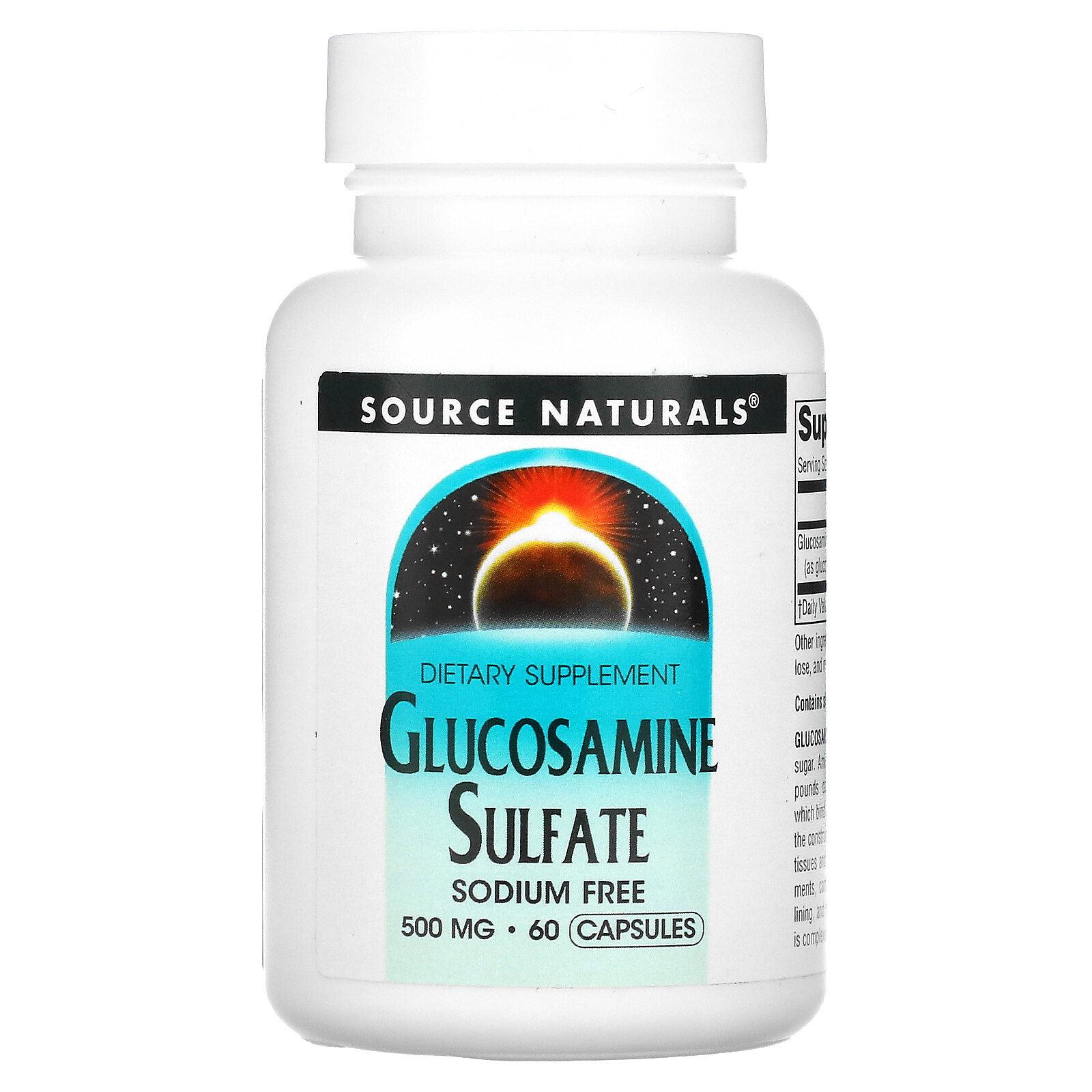 Глюкозамина сульфат Source Naturals, 500 мг, 60 капсул, не содержит молока и яиц. ,