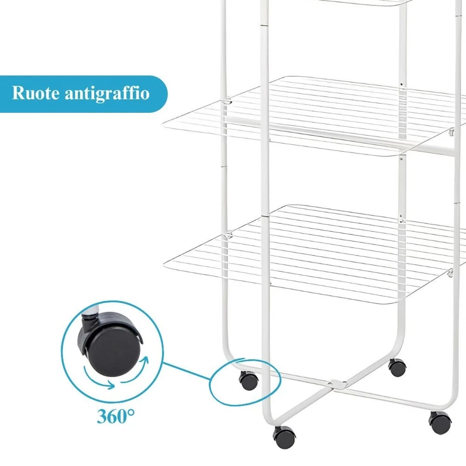 Stendibiancheria Verticale a Torre Alto 4 LIVELLI con Ruote Stendino max 40 mt - Immagine 4 di 4