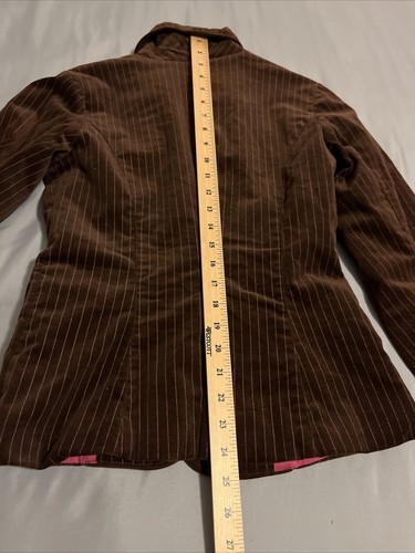 Nick & Mo Velvet Striped Brown Blazer Office Siren Small Y2K Two Button - Picture 10 of 14