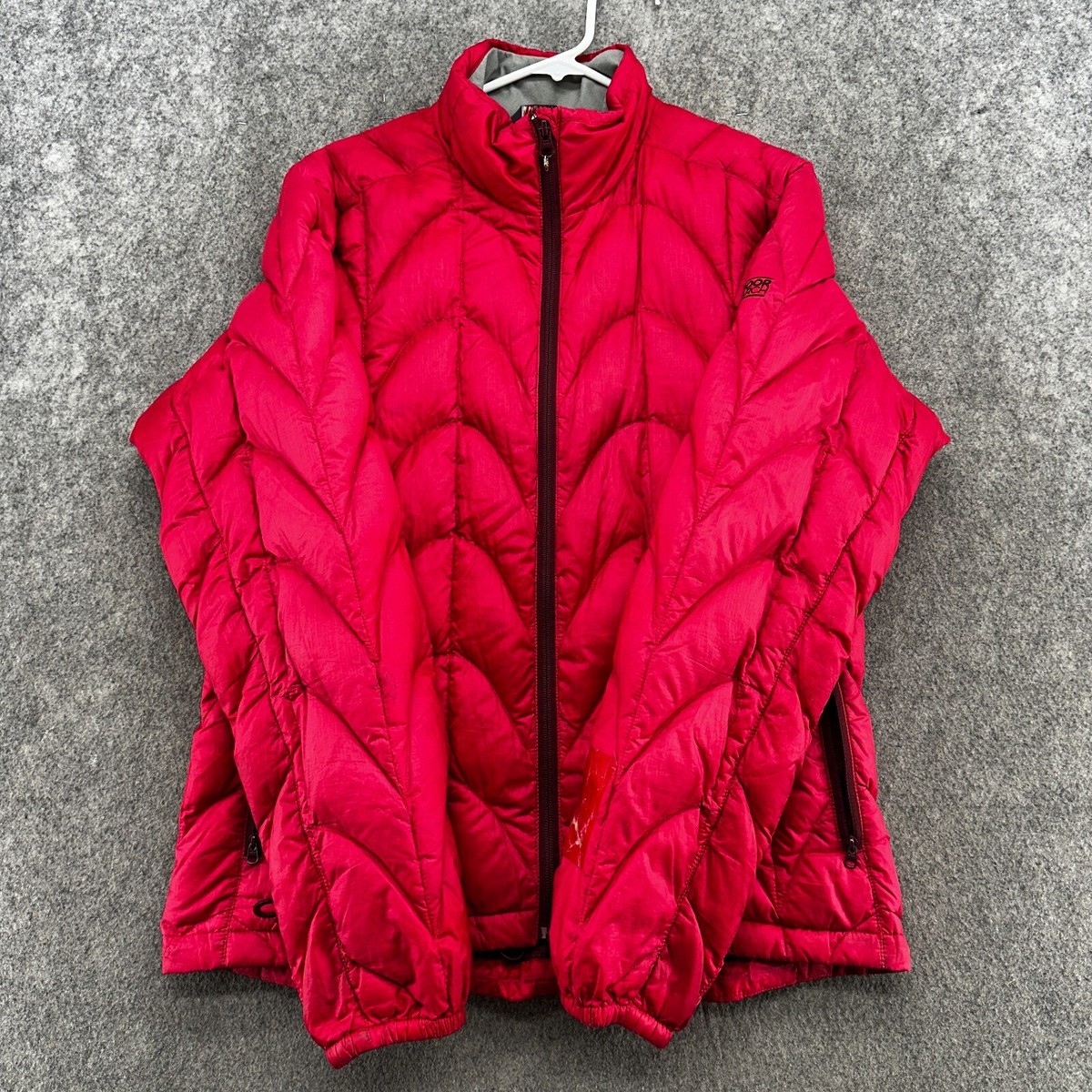 Outdoor Research Jacket Womens Large Red Full Zip Goose Down Puffer Coat