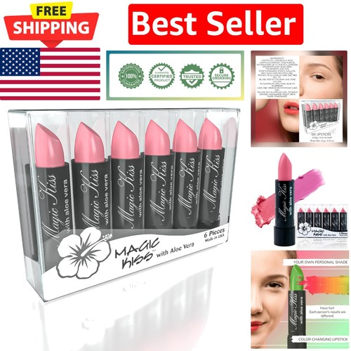 Moisturizing Color-Changing Lipsticks Set with Aloe Vera - 6pcs Magic Shades