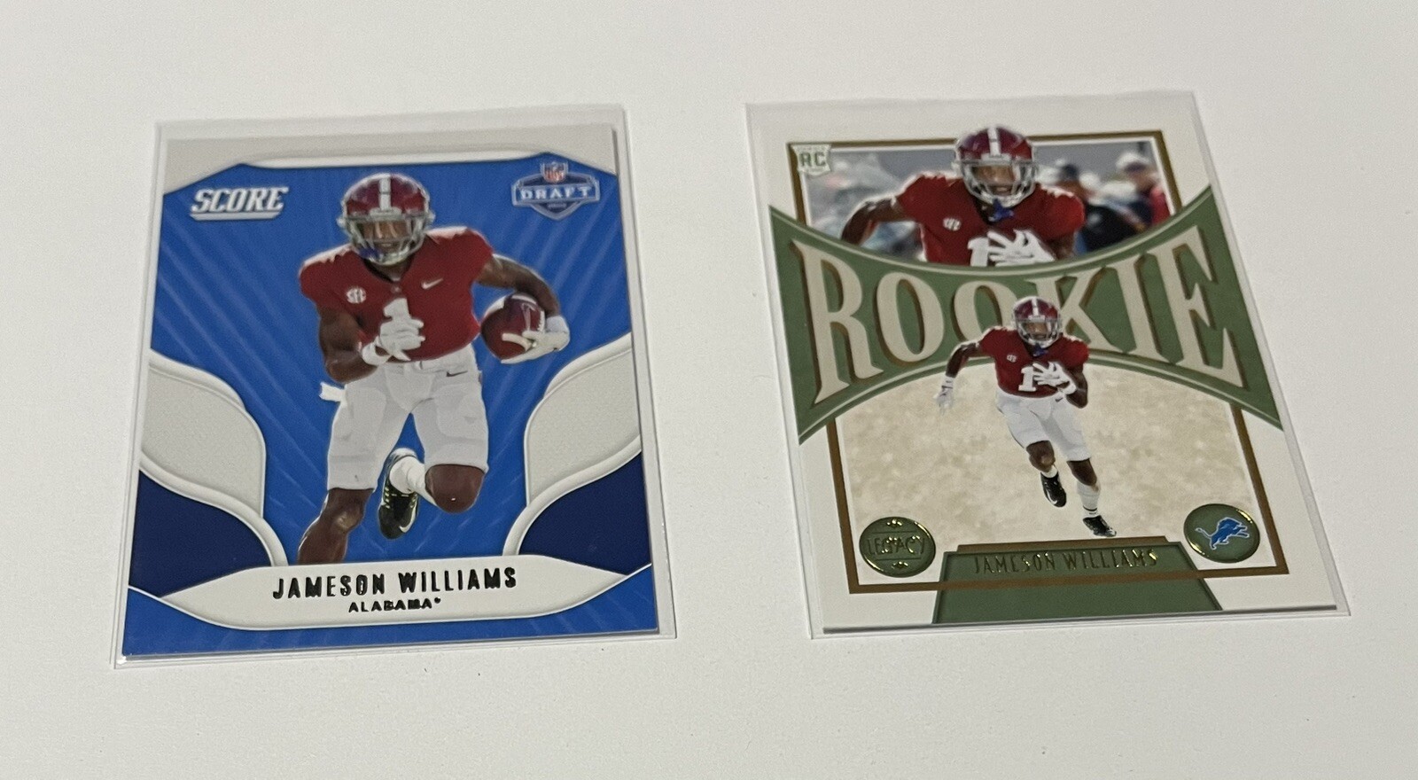 Jameson Williams Rookie 2022 Score NFL Draft #D9 & Legacy #150 RC Lions
