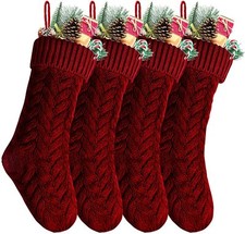 18" Burgundy Large Size Cable Knit Knitted Christmas Xmas Stocking Decorations