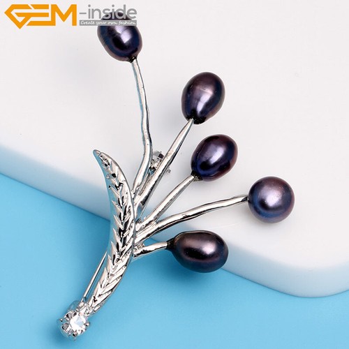 Cultured Pearls Beads Rhinestone Silver Plated Fashion Jewelry Women Brooch Pin - Picture 5 of 20