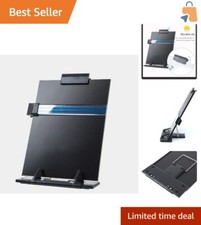 Durable Portable Document Holder - 7 Adjustable Angles & Highlight Clip in Black