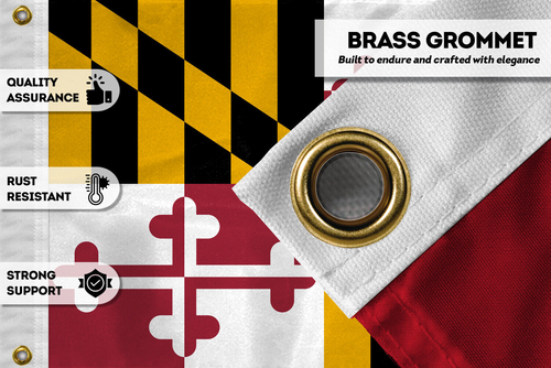 AGAS Maryland MD State Flag Single Sided Reverse Printed 200D Nylon Grommets - Picture 21 of 34