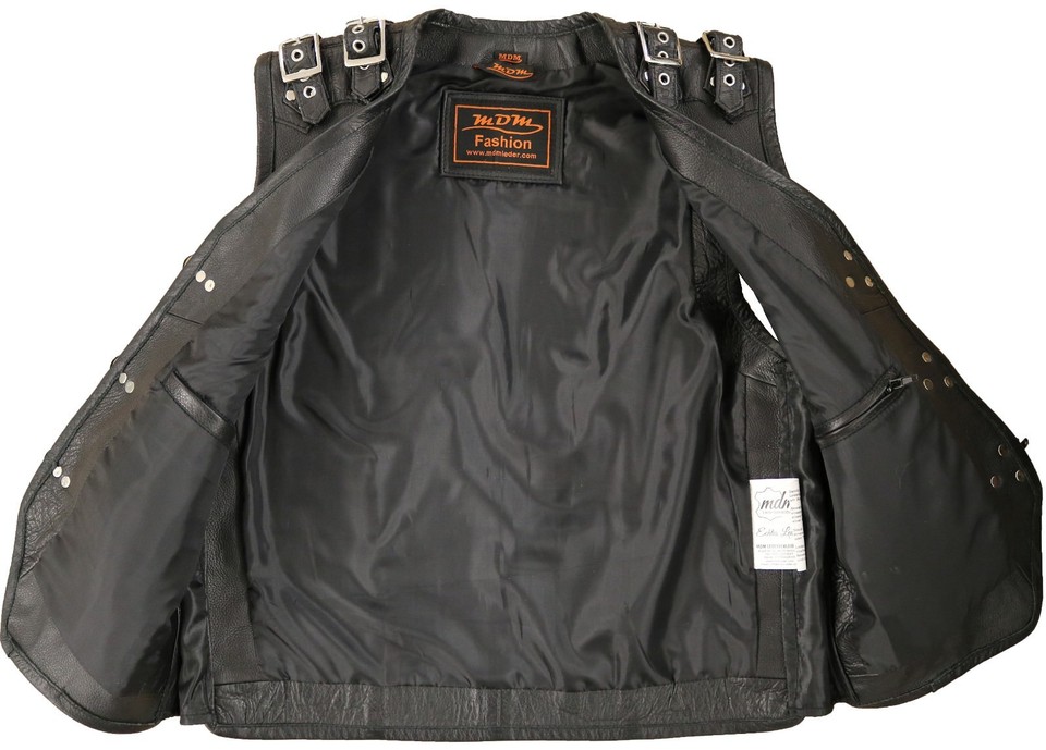 Rocker-Bikerweste Aus Kunstleder – Schwarz, Für Karneval & Mottopartys (Größe M/L)