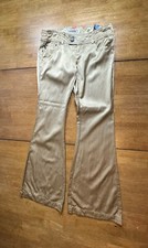 New W/ Tag Vintage Z Cavaricci Satin Gold Brown Wide Leg Pants Size 3 - 90s Y2k