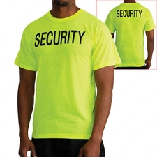 Men's 2-Sided "SECURITY" T-Shirt in Safety Neon Green