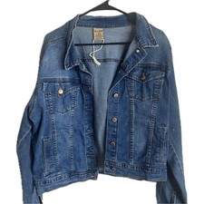 Nwot Nina Rossi Crop Denim Jean Jacket Size 2x Fits Like Xl