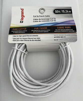 Legrand 50 ft Cat 5e Patch Cable (white) Pure Copper New Free Shipping