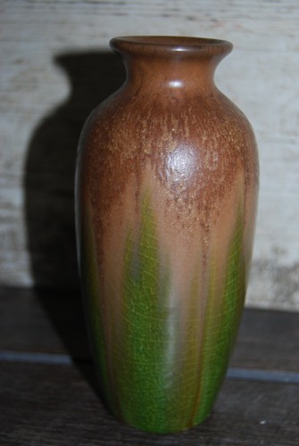 Vintage Hosley TM Potteries Drip Glaze Brown Green Pattern Vase - Bild 1 von 7