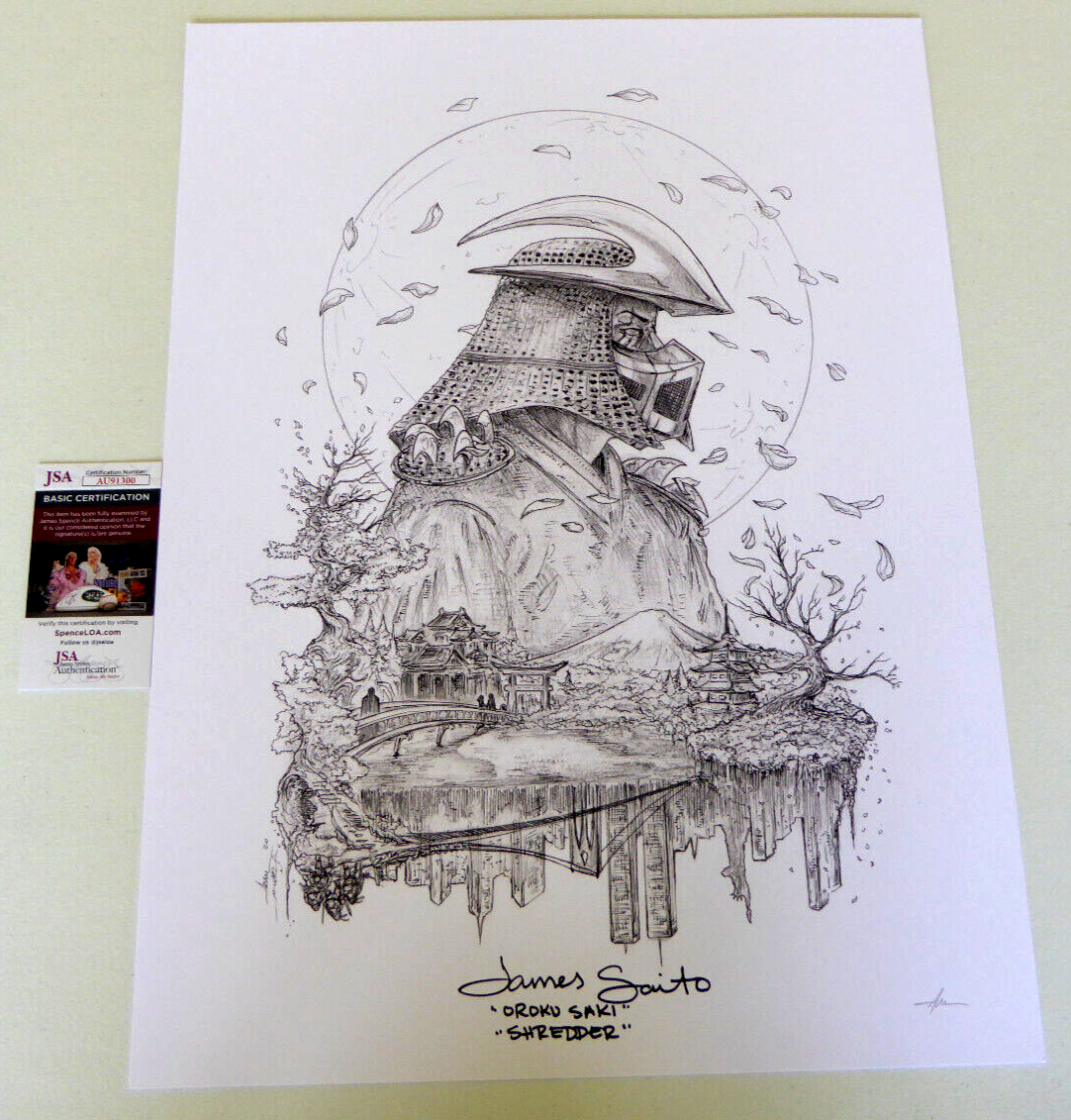 James Saito Signed 18x24 Art Print, Shredder, 1990 TMNT, Ninja