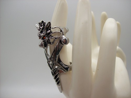 DRAGON SKULL + SNAKE Joint Knuckle Full Finger Rings Gothic Skull Finger Jewelry - Picture 13 of 20