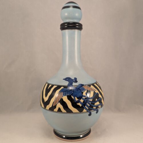 Antique Japanese Kinkozan Kyoto Satsuma Art Deco Pottery Bottle w/ Stopper Japan - Picture 2 of 19