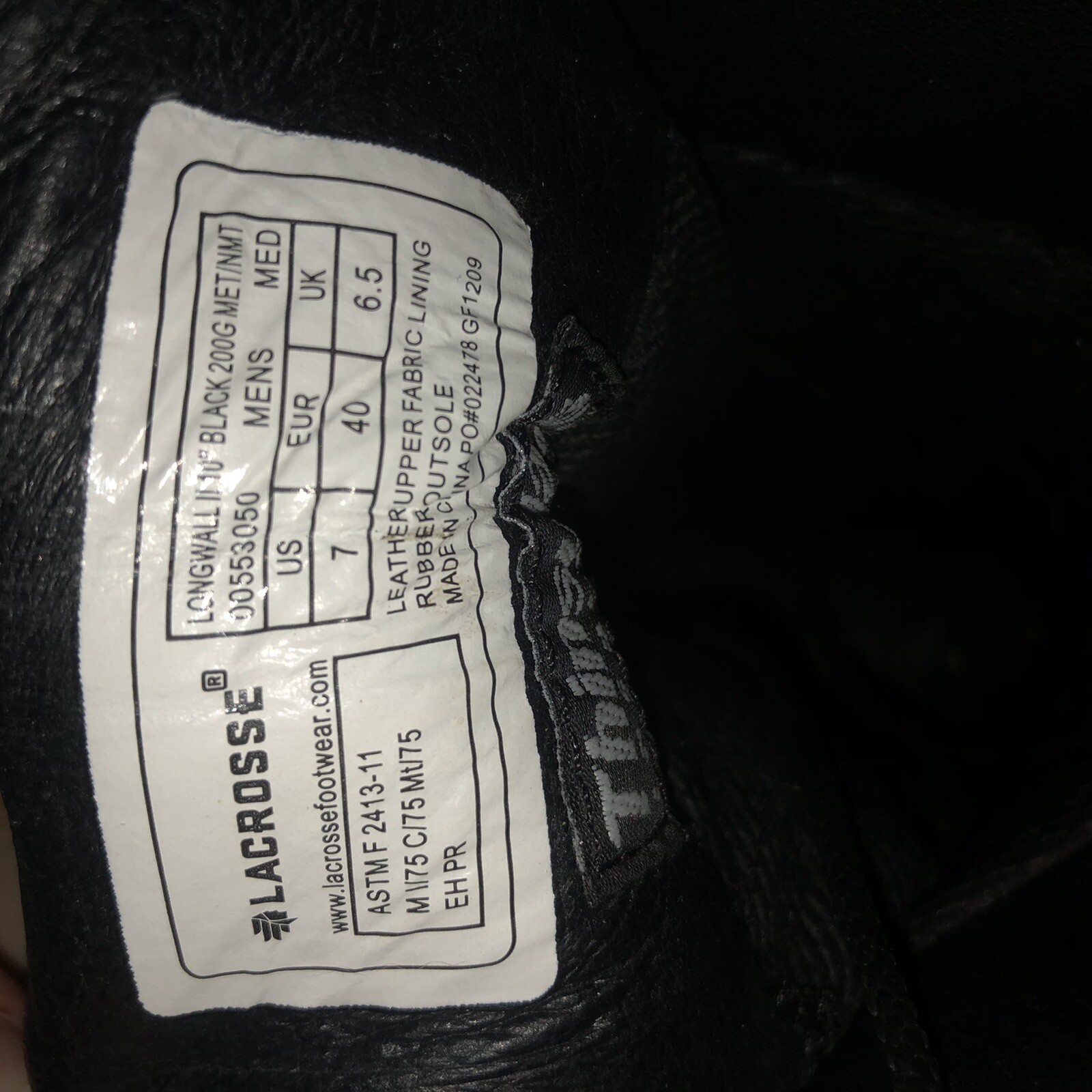 Lacrosse Longwall II 10" 200G MET/NMT CSA Men's Mining Boots size 7 M