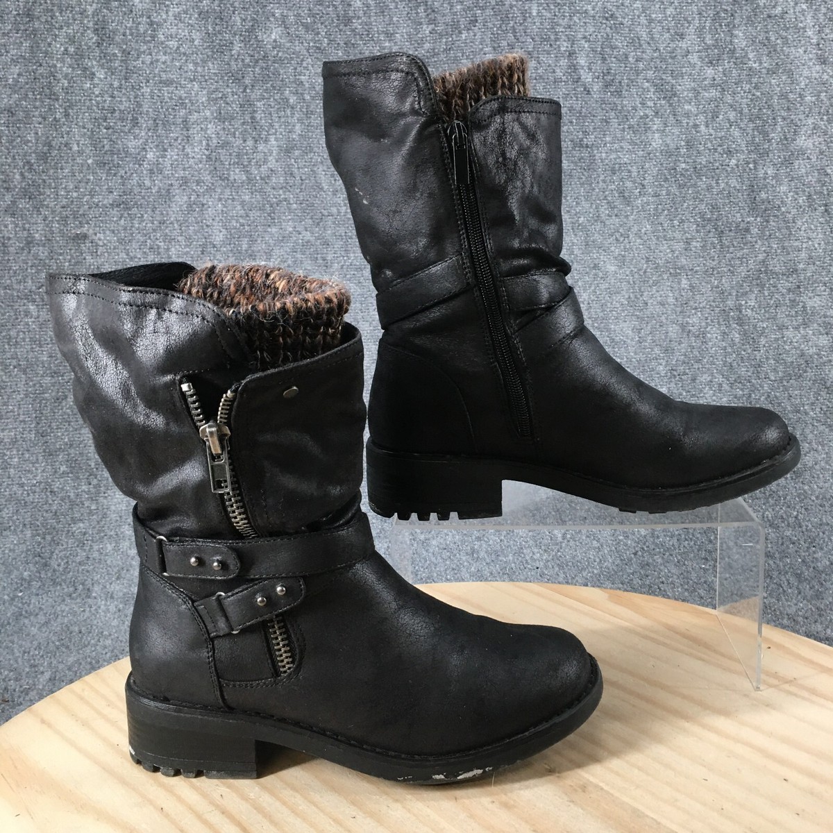 Torrid Boots Womens Wide Mid Calf Booties Heels Casual Black