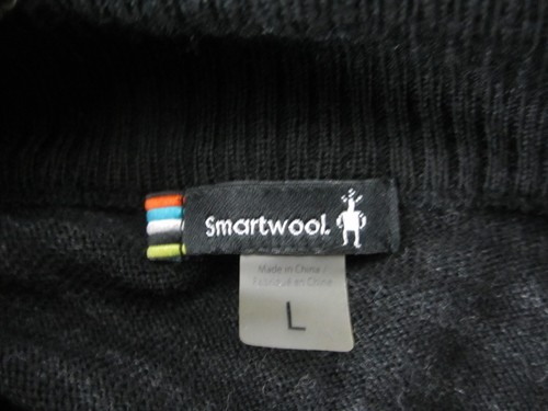 SMARTWOOL Striped Merino Wool Asymmetric Zip Turtleneck Sweater ~L - Picture 4 of 6