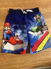 Nintendo Mario Kart Mario  Luigi Little Boys XS 4/5 Mesh Lined Swim Trunks